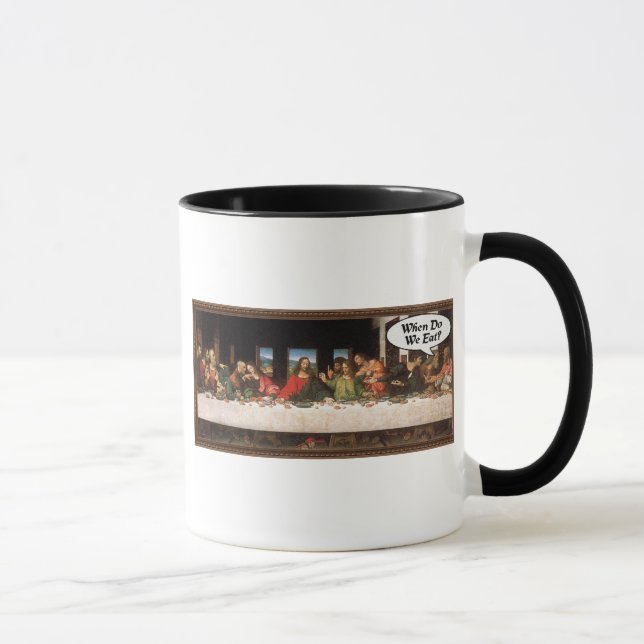 Taza ¿Cuándo Comemos? - Divertida Cena de Navidad de la (Derecha)