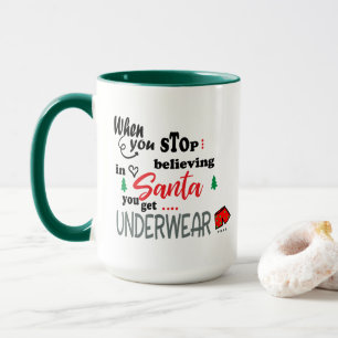 Taza Cuando Dejas de Creer en Santa Te Dan Ropa Interio
