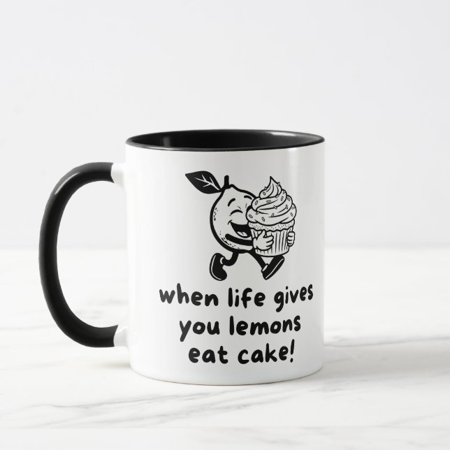 Taza Cuando la Vida te Da Limones Come Pastel Divertido (Izquierda)