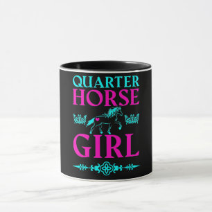 Taza Cuarto Chica de caballos en Aqua y Rosa