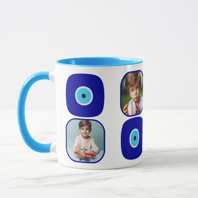 Taza Cuatro fotos personalizadas, Amuletas de Ojos Malv (Izquierda)