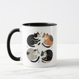 Taza Cuatro gatos durmiendo en un círculo - purgando ri