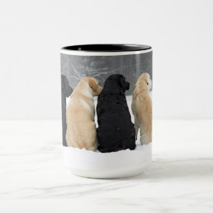 Taza Cuatro Perros Labradores En Nieve