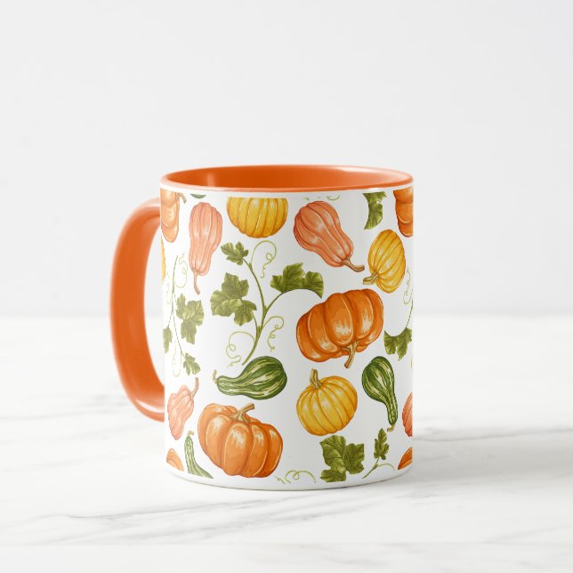 Taza Cubierta acuática, calabaza y patrón de hojas (Anverso izquierdo)