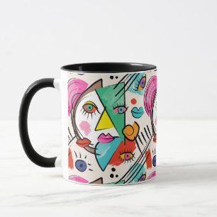 Taza Cubismo moderno Resumen Artsy Face Face Art