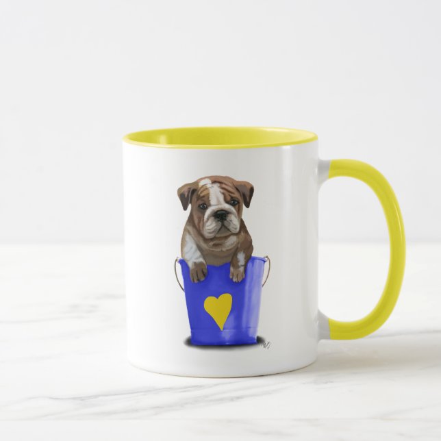 Taza Cubo De Amor Azul bulldog (Derecha)