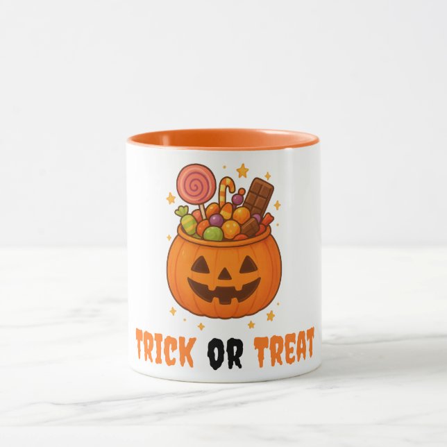 Taza Cubo de calabaza lleno de dulces - Halloween (Centro)