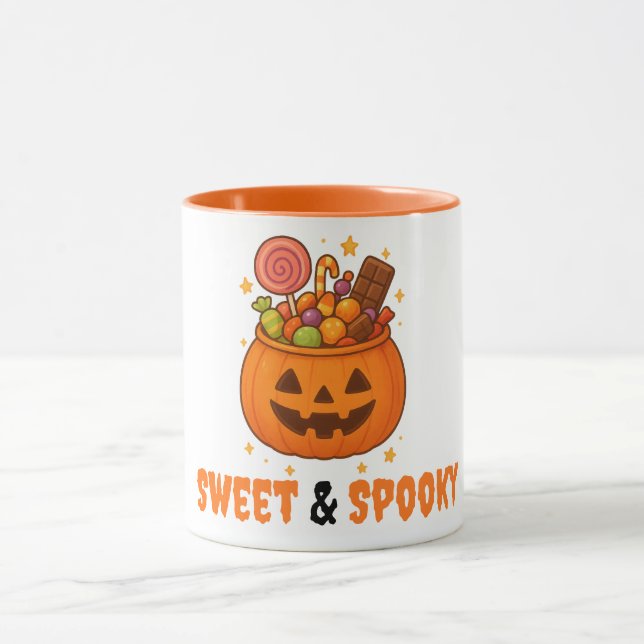Taza Cubo de calabaza lleno de dulces - Halloween (Centro)