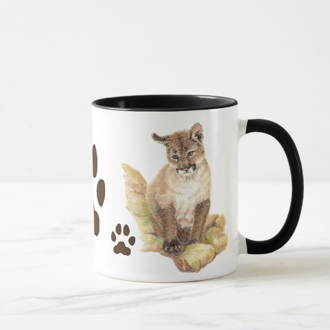 Taza Cubos de animales de los leones de montaña Cougar, (Derecha)