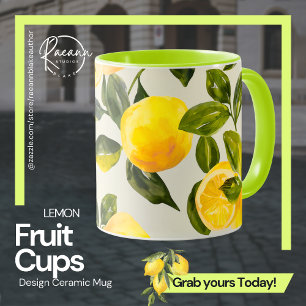 Taza Cubos de fruta - Mug cerámico de diseño de limón