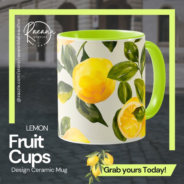 Taza Cubos de fruta - Mug cerámico de diseño de limón (Subido por el creador)