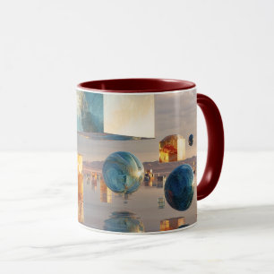 Taza Cubos y Esferas Flotantes Surrealistas
