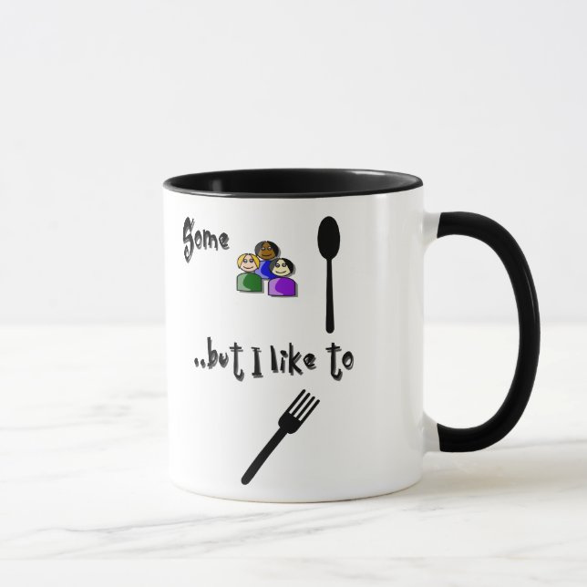 Taza ¿Cucharéele? ¡Bifurcación usted! (Derecha)