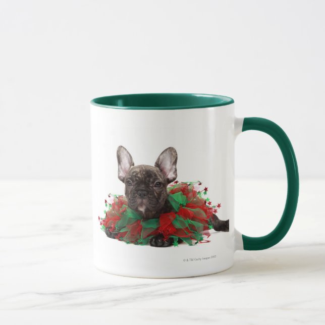 Taza Cuello del navidad del bulldog que lleva francés (Derecha)