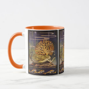 Taza Cuento de Hadas Vintage, Sirena en Coral Oceánico