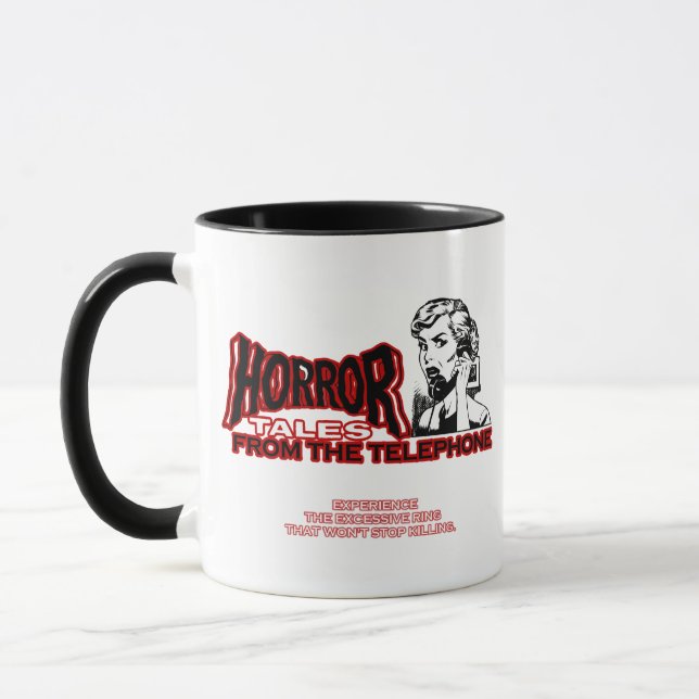 Taza Cuentos del horror del anuncio retro de la (Izquierda)