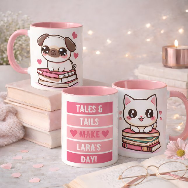 Taza Cuentos y velas hacen mi día - Libros de gatos y p (The most pawsome reading mug you will ever see!)