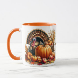 Taza Cuerno de la Abundancia Pavo Acción de Gracias Com