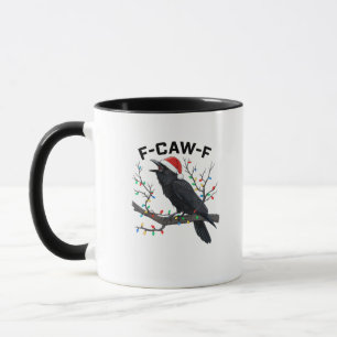 Taza Cuervo F-Caw-F Divertidas Luces Navideñas Retro Go