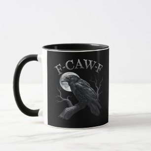 Taza Cuervo F-Caw-F Pájaro Divertido Luna Gótico Humor
