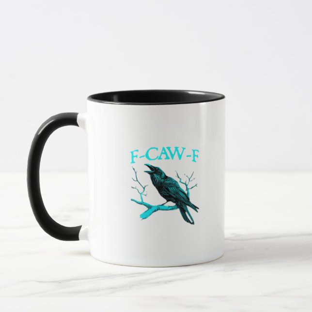 Taza Cuervo F-Caw-F Pájaro Divertido Retro (Izquierda)