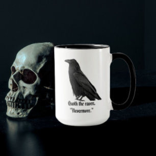 Taza Cuervo Negro Con Cita De Poe