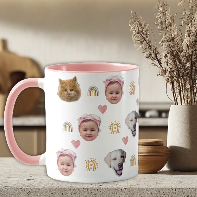 Taza Cuidada acuarela arco iris 4 caras de foto (Subido por el creador)