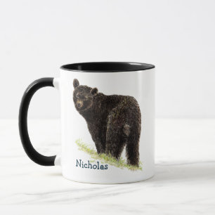 Taza Cuidada acuarela Oso Negro Naturaleza animal Arte