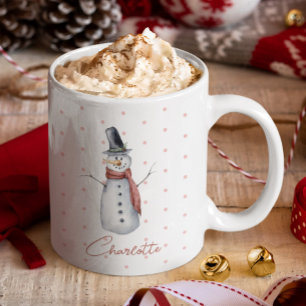 Taza Cuidada acuarela Snowman con nombre personalizado 