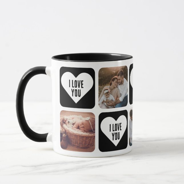 Taza Cuidada foto de Personalizado blanco y negro que t (Izquierda)