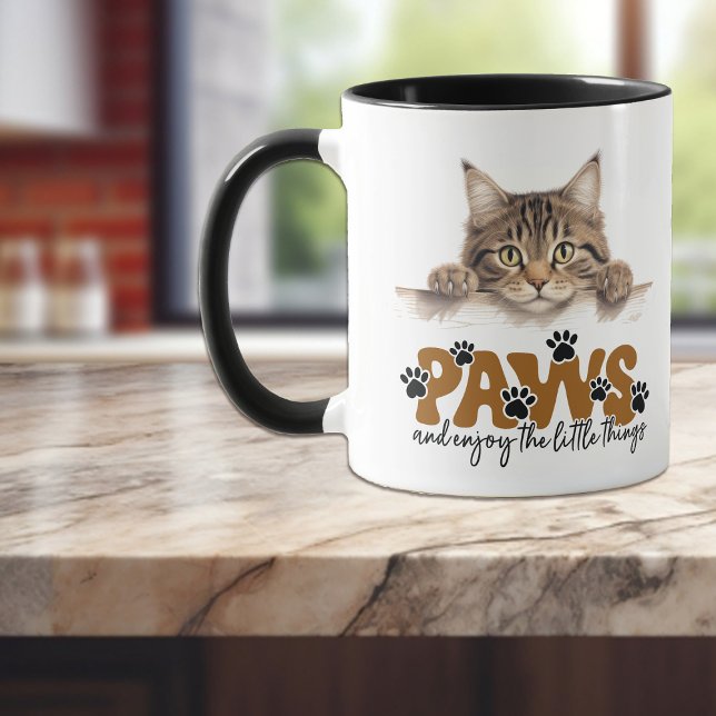 Taza Cuidada franja de taburete de gatitos y disfrute (Subido por el creador)