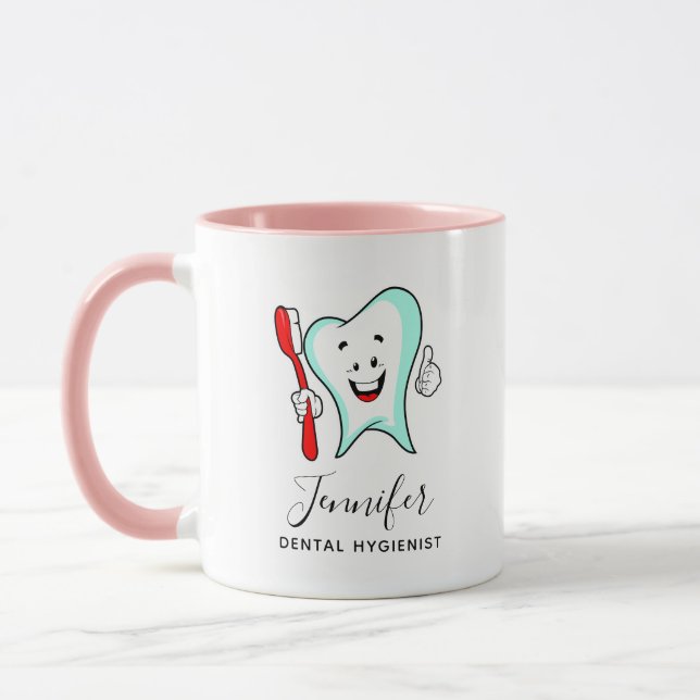 Taza Cuidado dental Feliz diente con cepillo de dientes (Izquierda)