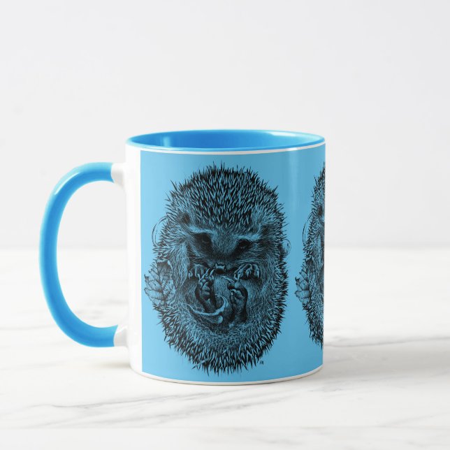 Taza Cuidado hedgehog combo café mug azul (Izquierda)