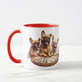 Taza Cuidados Bulldoges franceses jugando cartas