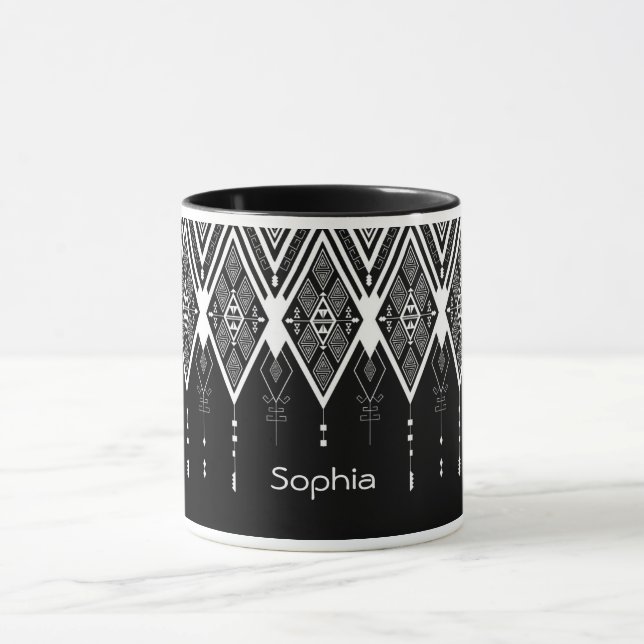 Taza Cuidados Nativos Estadounidenses De Blanco Y Negro (Centro)
