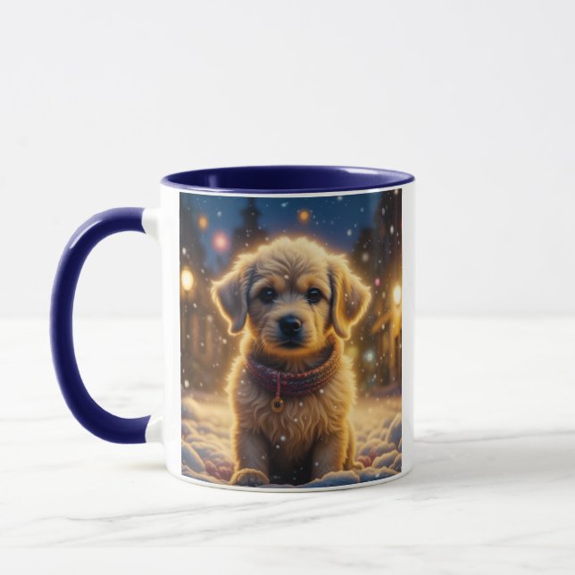 Taza Cuidados Navidades cachorros en una noche de nieve (Izquierda)