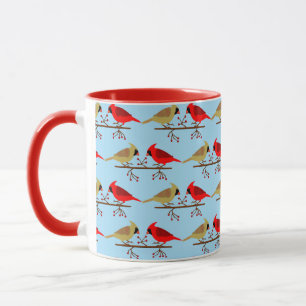 Taza Cuidados Navidades Cardinales y Berries Rojos Pate