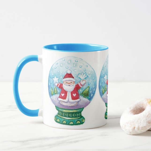 Taza Cuidados Navidades Snowglobe Santa Claus, Estrella (Con donut)