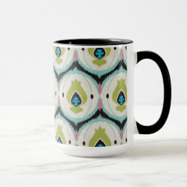 Taza Cuidados y coloridos patrones tribales de ikat con