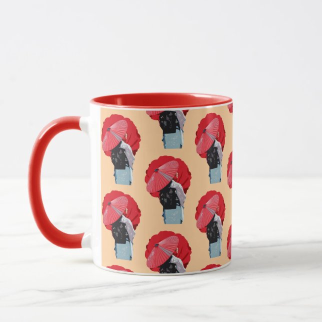 Taza Cultural Vermelho Floral Símbolo da Beleza Japão (Izquierda)