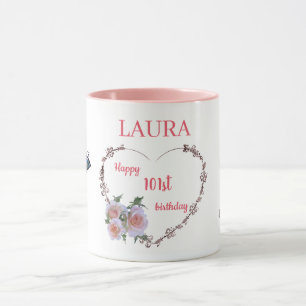 Taza Cumpleaños 101 Pretty Pink Floral