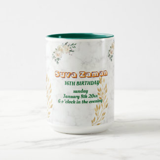 Taza Cumpleaños 16 Elegante Flor de Rosa Blanca