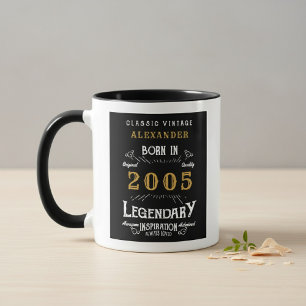 Taza Cumpleaños 21 2005 Leyenda Personalizado Negro Ret