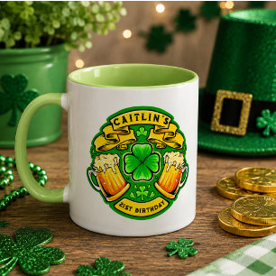 Taza Cumpleaños 21 con suerte de San Patricio Cheers