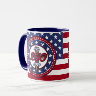 Taza Cumpleaños 250 de América 1776-2026 Cruz Áspera Fl
