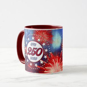 Taza Cumpleaños 250 de América Gráficos Fuegos Artifici