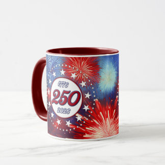 Taza Cumpleaños 250 de América Gráficos Fuegos Artifici