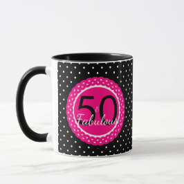 Taza Cumpleaños 50 y Fabuloso de Rosa Caliente y Lunare