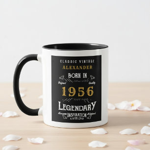 Taza Cumpleaños 70 1956 Leyenda Retro Negro Personaliza