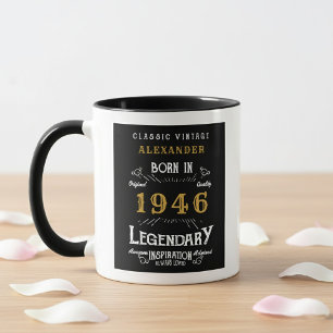Taza Cumpleaños 80 1946 Leyenda Retro Negro Personaliza